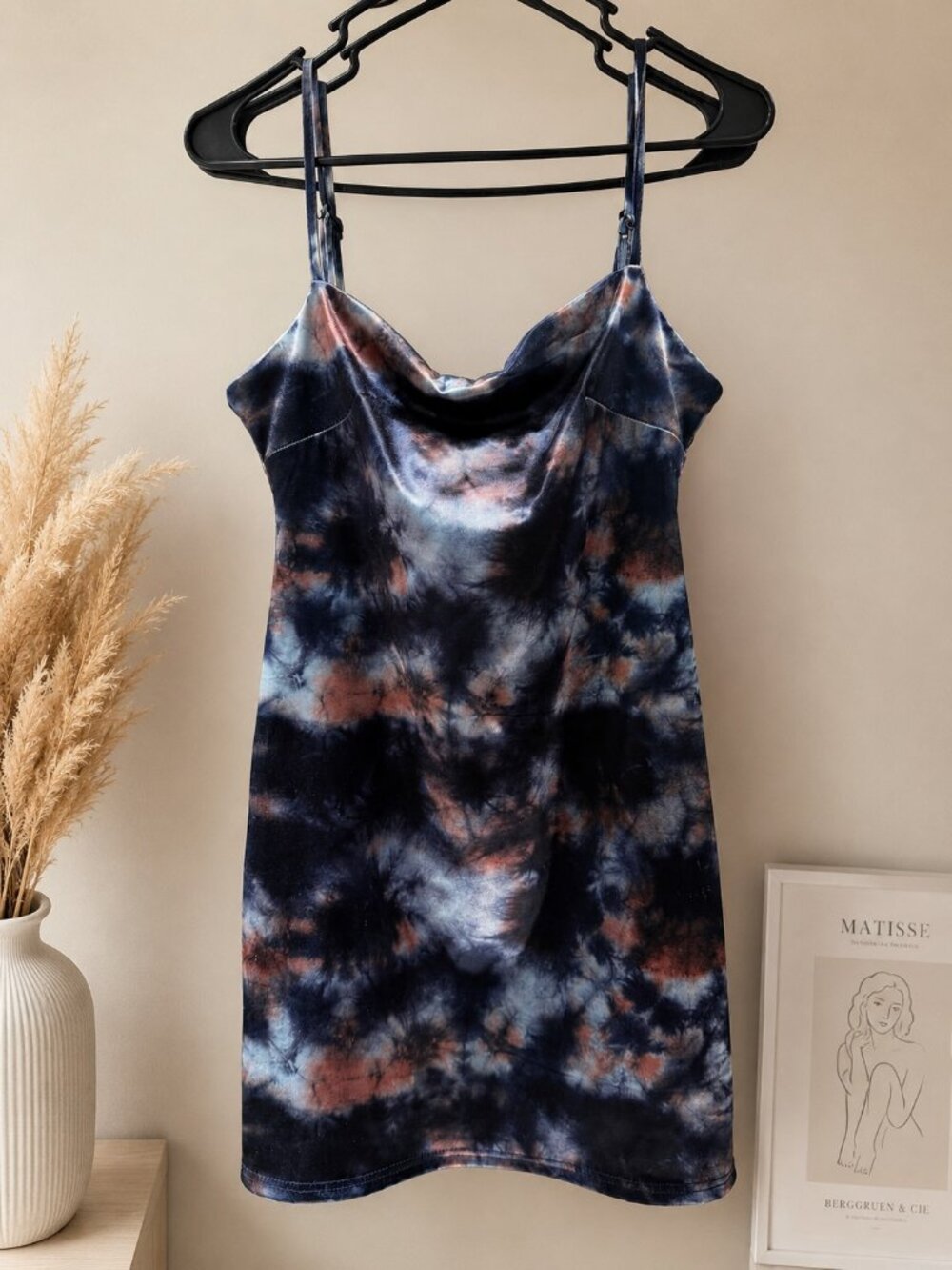 Urban Outfitters Tie Dye Satin Mini Dress Cowl Neck Slip Dress Size M Y2K